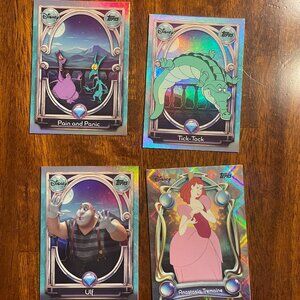 Topps Disney Foil Card Set of 4 Tick-Tock, Anastasia, Ulf & Pain & Panic